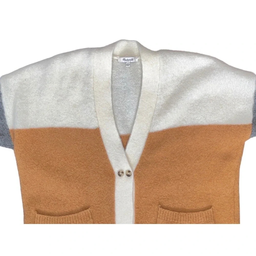 Madewell Women's Allston Double-Button Cardigan Sweater‎ Colorblock Small EUC